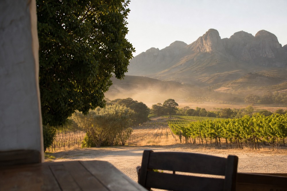 Winding road through Helshoogte Pass between Stellenbosch and Franschhoek, no text, no logos, no people